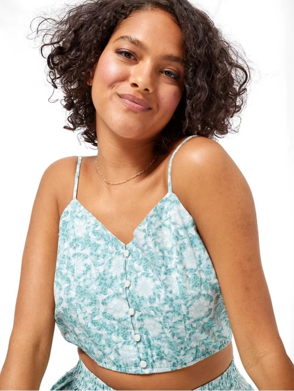 American Eagle Printed Crop Cami Cotton Linen Size Small NWT